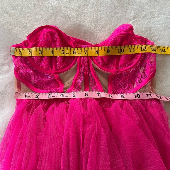NWT For Love & Lemons Rosario Hot Pink Mini Bustier Dress Small Valentine’s Day - Picture 15 of 16